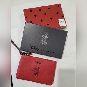 Disney x Coach Red Leather Wristlet